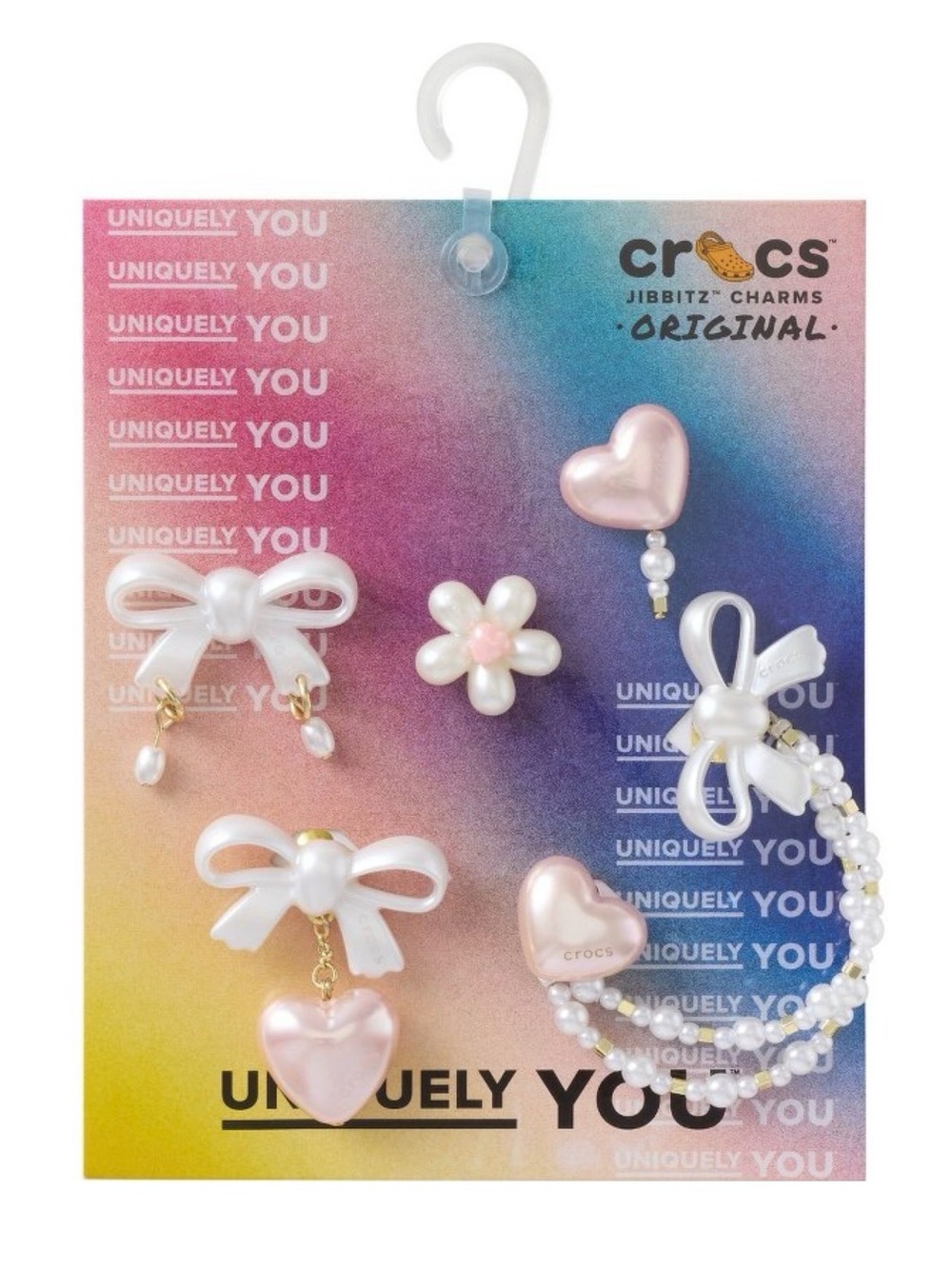 crocs bow and pink hearts jibbitz 5 pack